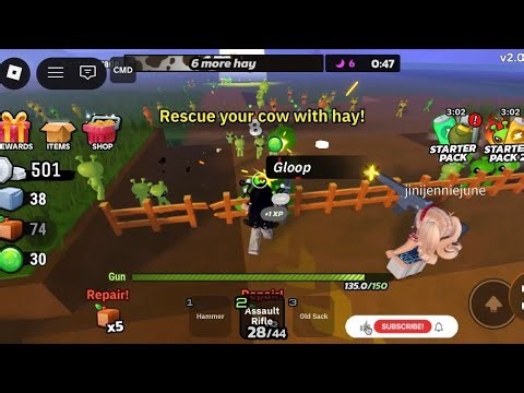 SAVING THE COW FROM BEING KIDNAPPED BY THE ALIENS | ALIEN ATTACK - ROBLOX