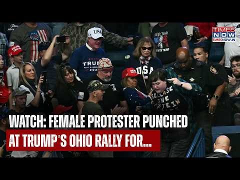 Trump's Ohio Rally Turns Chaotic: Female Protester Punched After 'Epstein Files' Heckling| WATCH