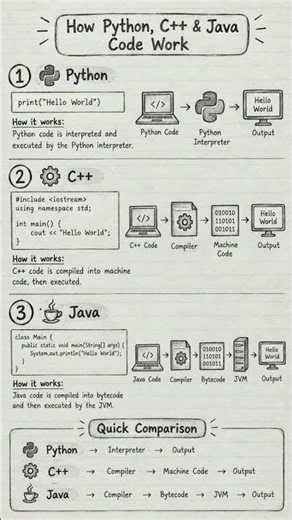 How Python, C++ & Java Work | Code Comparison