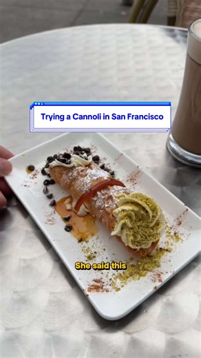 Trying a Cannoli at Cavallo Cafe in San Francisco
