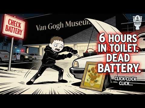 6 Hours Hiding In Museum Toilet. Caught By Dead Battery
