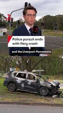 Police pursuit ends with fiery crash at Bonnyrigg Heights in Sydney's southwest
