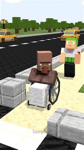 He is helping the Minecraft villagers cross the road #Shorts #luanphan