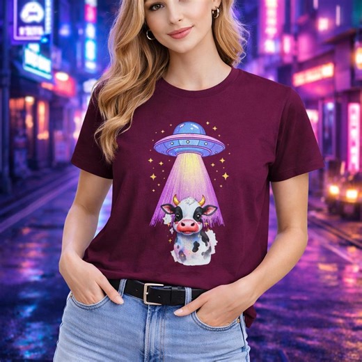 Alien Cow Abduction T-shirt, Funny UFO Cow Shirt, Cute Alien Cow Tee, Space Cow Shirt, Kawaii Cow Graphic Tee, Funny Farm Animal Shirt - Etsy