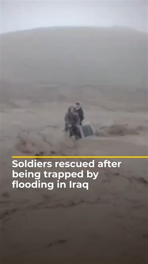 This is the moment two Peshmerga soldiers trapped in floodwaters in the Qara Henjir area of Iraq’s Kirkuk province were rescued, following heavy rains that have displaced hundreds. | Al Jazeera English