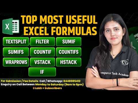 Top 10 Most Important Excel Formulas in MS Excel | Computer Tech Academy