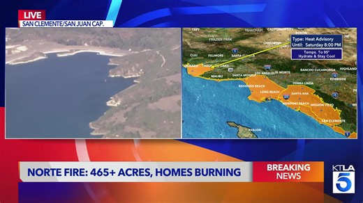 Norte Fire update: Orange County wildfire grows to 465 acres, 6 homes burned