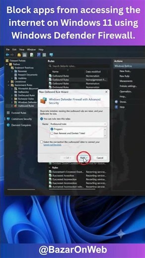 Block apps from accessing the internet on Windows 11 using Windows Defender Firewall.