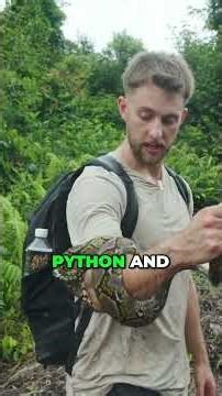 Python's Fangs: Diaz Catches Snake, Shows Intense Squeeze! #shorts