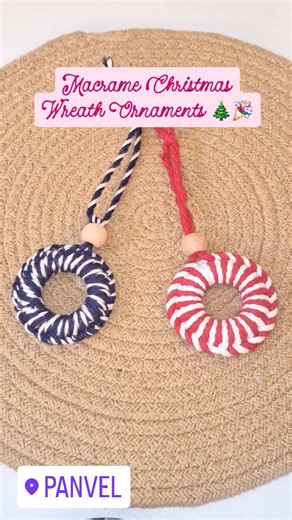 Prabhavati Govind Karade on Instagram: "MACRAME CHRISTMAS WREATH ORNAMENTS ❄️ 🎄 #macramé #instagramreels #christmas2025 #wreath #shorts"