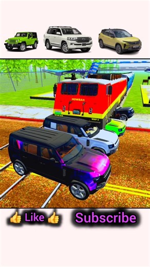 Defender 🆚 Thar vs Train Crash Test 🚂💥 | Indian Bikes Driving 3D Extreme Challenge