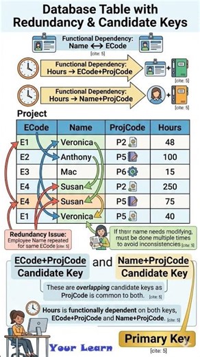 Candidate key primary key database table #database #relationship #backenddevelopment