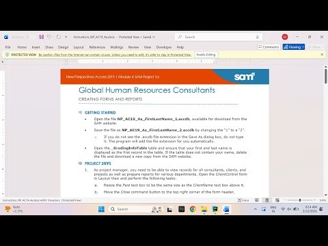 New Perspectives Access 2019 | Module 4: SAM Project 1a Global Human Resources Consultants