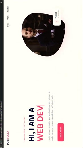 Web Developer Portfolio UI 🔥 | HTML CSS #Shorts