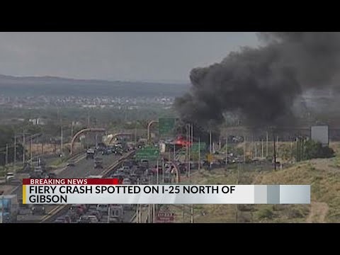 Fiery crash shuts down I-25 north of Gibson in Albuquerque