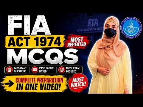 FIA Jobs MCQs Most Repeated | UDC LDC ASI Constable Test