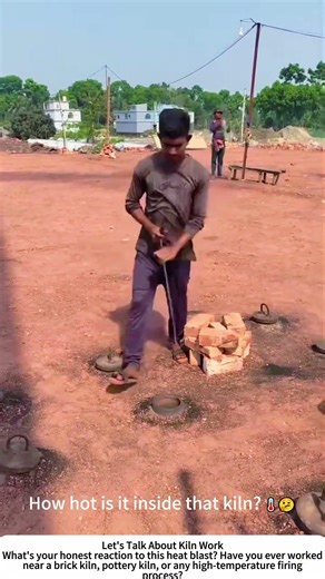 Opening a Brick Kiln Lid with a Long Hook – Blast of Heat 🧱🔥