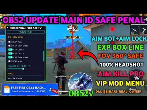 OB52 FREE FIRE MOD MENU 🔥 UNLIMITED DIAMOND HACK 🔥 FF MOD MENU APK 2026