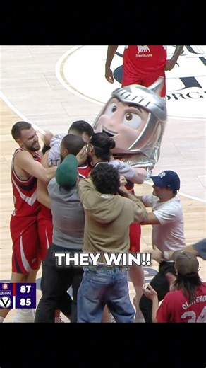 Mascot STARTS RUNNING AFTER THIS SHOT and CELEBRATES the WIN with THE BASKETBALL PLAYERS
