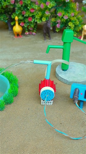 Mini hand pump project water with supply motor drinks elephant and duck farm #waterpump #shorts #871