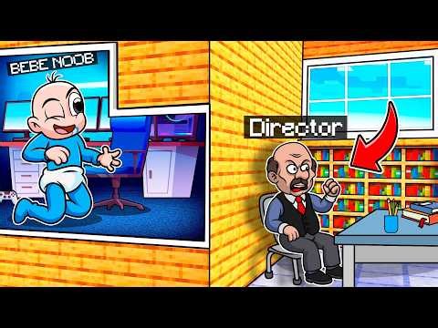 Construí Una HABITACIÓN SECRETA Para ESCONDERME Del DIRECTOR 😱 BEBE NOOB en MINECRAFT