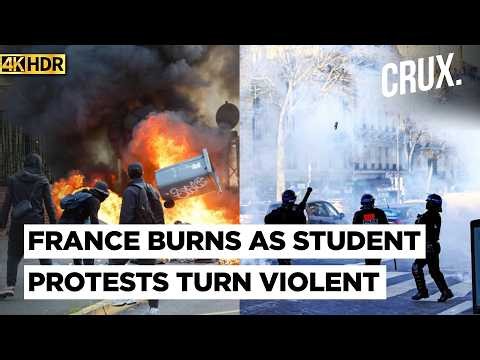 French Police Fire Tear Gas, Clash With Students as Protests Spark Political Drama Before Polls | 4K
