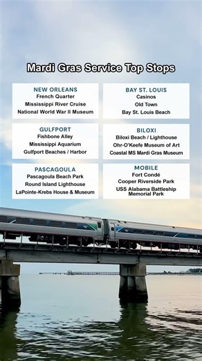 Mardi Gras Service Top Stops 🚆