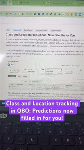 Class and location tracking in QuickBooks Online (QBO): Predictions now filled in for you!