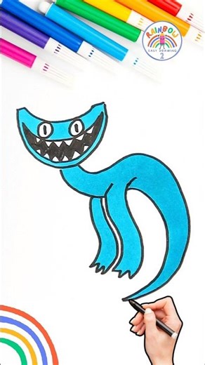 How to Draw Rainbow Friends | Draw Rainbow Friends Cyan Easy 🌈💎 #rainbowfriends #short #gaming