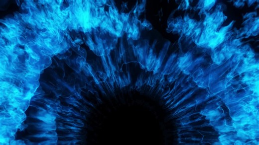 Abstract Color Burst Eye, smoke explosion, twirling mist (fog, smoke). magic, power, electricity, energy, tech, nuclear atom, water droplets. shockwave effect. 3D rendering | Premium Stock Video Footage