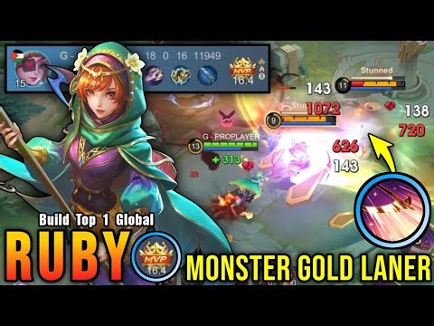 Monster Gold Laner!! Powerful Ruby Insane 18 Kills & 16 Assist!! - Build Top 1 Global Ruby ~ MLBB