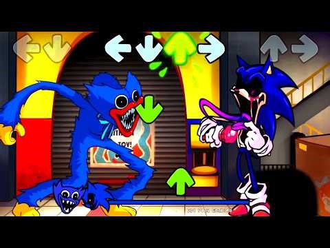FNF Playtime Redux but it's Sonic.exe vs Huggy Wuggy | Friday Night Funkin'