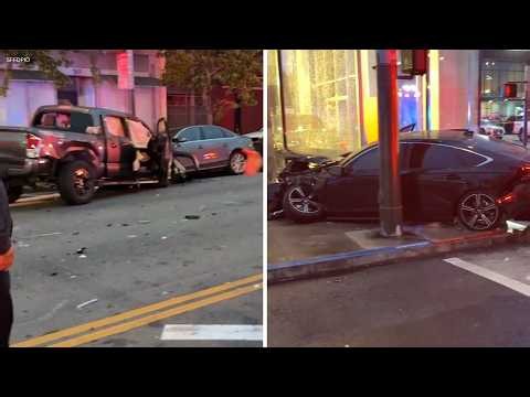 8 injured in San Francisco police chase after truck crashes, leaving trail of wreckage
