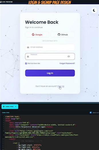 Modern Login & Signup Page using HTML CSS JavaScript