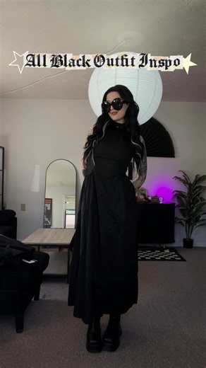 Witchy Outfit Ideas: All-Black Soft Alt Dress Inspiration
