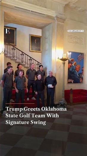Trump Greets Oklahoma State Golf Team With Signature Swing