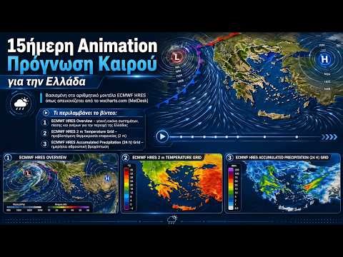 ECMWF HRES – 15ήμερη Πρόγνωση Καιρού για την Ελλάδα | Θερμοκρασία, Βροχή & Χιόνι (WXCharts) 25-04-26