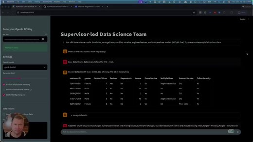 This guy built an entire AI data science team in Python. Then open-sourced (100% free). It automates data science workflows with AI, including data loading, cleaning, exploratory analysis, and feature engineering. And it tracks each step in a 100% reproducible pipeline.00:00 Project Overview01:32 Diving into the AI Data Science Workflow and Data Loading02:10 Data Wrangling and Cleaning03:33 Data Visualization Insights & Plotting04:08 Feature Engineering05:00 Live 1-Hour Workshop05:44 AI Data Sci