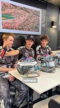 George, Kimi and Fred unbox their special Japanese GP helmets 🐺 #f1 #formula1 #mercedesf1