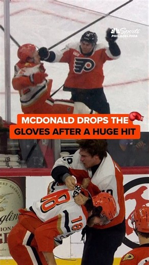 Hunter McDonald delivers a huge hit and then drops the gloves in Flyers vs. Ducks