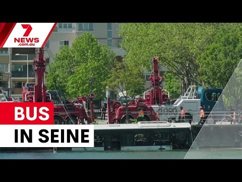 Learner driver crashes bus into River Seine | 7NEWS