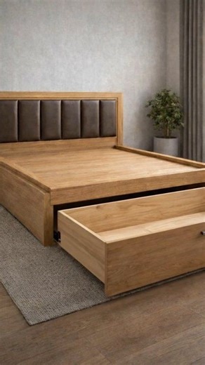 Smart storage meets modern design — a clean wooden bed with a spacious pull-out box that keeps everything organized and hidden in style. #newdesign #storagebox #modernbed #woodenbed #smartstorage #beddesign #homeinterior #furnituredesign | DDRK