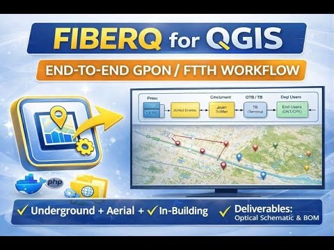 FiberQ End-to-End GPON / FTTH Workflow (QGIS) — Underground + Aerial + In-Building