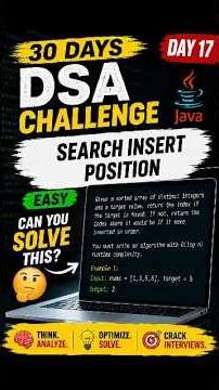 Day 18/30 🚀 Search Insert Position | LeetCode 35 | Binary Search | #java #dsa