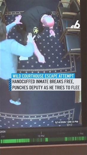 Handcuffed inmate breaks free, punches deputy in wild courthouse escape attempt