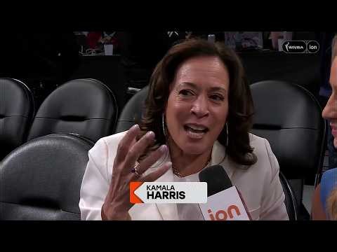 🤩 Kamala Harris interview at Los Angeles Sparks vs Chicago Sky game | WNBA women's basketball NBA