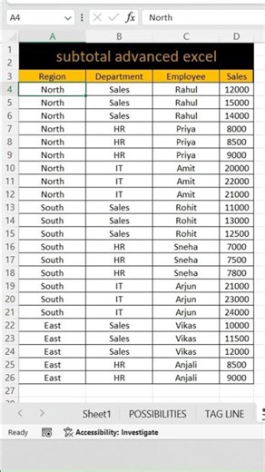 👉 “Excel ka hidden formula SUBTOTAL 🔥#excel #excelshortcuts #excelshorts #dataextractor #exceltricks