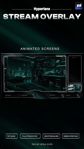 Hyperlane Animated Stream Package Preview | Sci-Fi Twitch & Kick Overlay Bundle (OBS / Streamlabs)