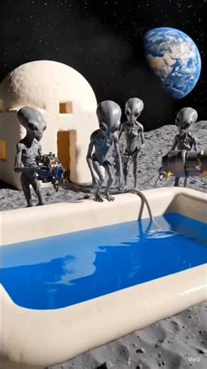 Aliens Build a House & Swimming Pool on the Moon 🌕👽 | Cinematic AI Short Film