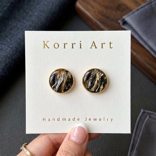 Black & Gold Marble Cufflinks 18 Mm, Epoxy Resin Cufflinks, Luxury Handmade Mens Jewelry, Unique Gift for Him, Elegant Wedding Accessories - Etsy